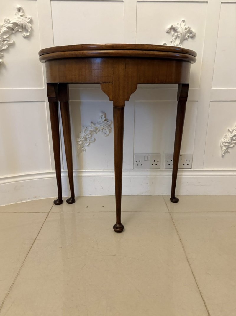 Antique Victorian Quality Mahogany Demi Lune Shaped Card Table - Image 3